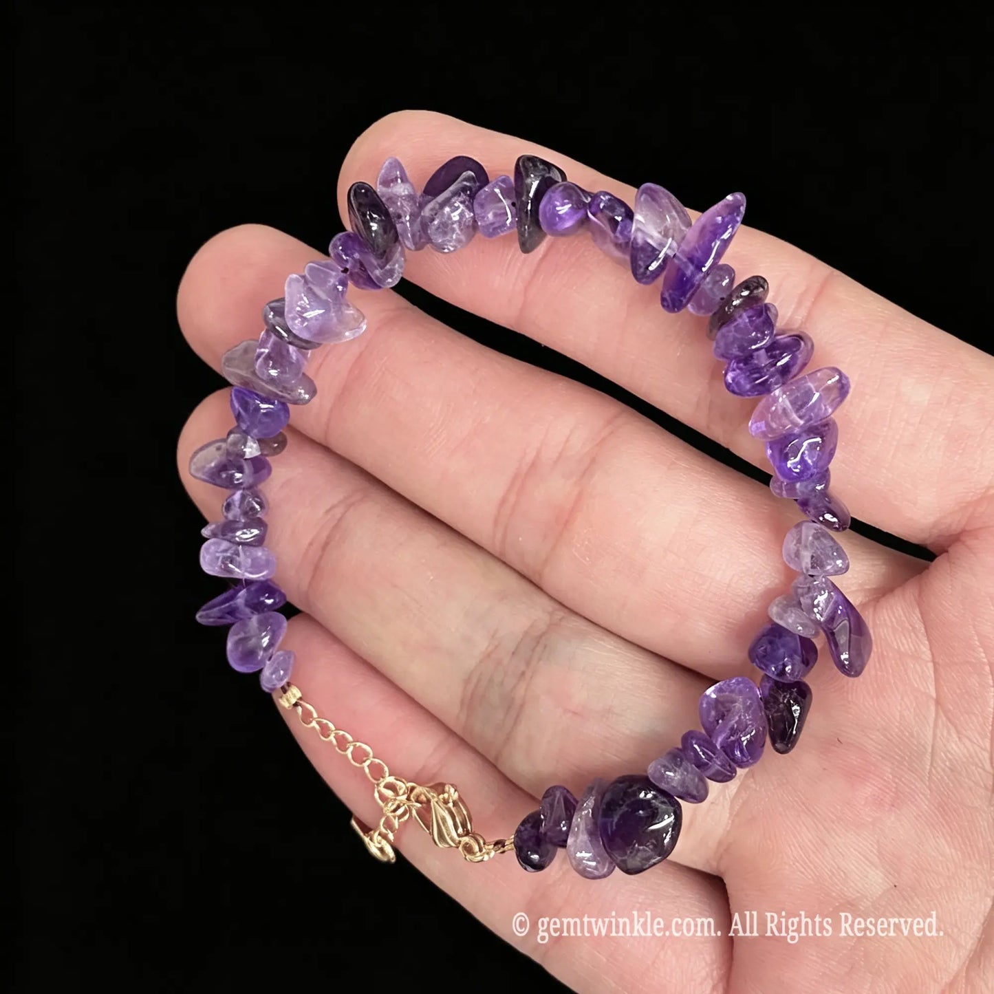 natural amethyst nugget chip bracelet fits 15cm to 18cm wrist size comfortably