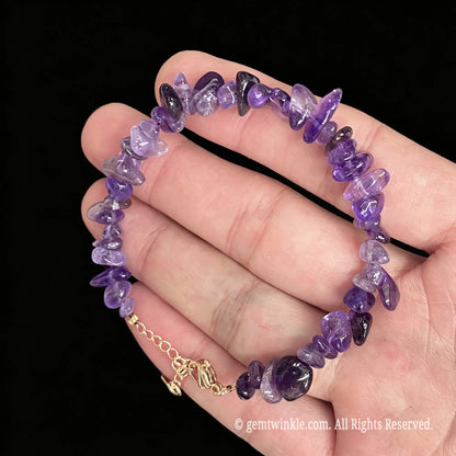 natural amethyst nugget chip bracelet fits 15cm to 18cm wrist size comfortably