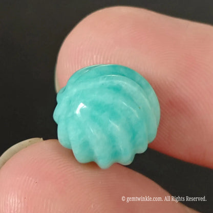 Amazonite spiral bead 12-13mm top view showing clean center drill hole for jewelry wire stringing