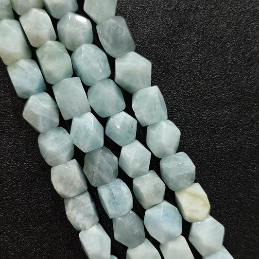 aquamarine faceted barrel beads full strand coastal blue view