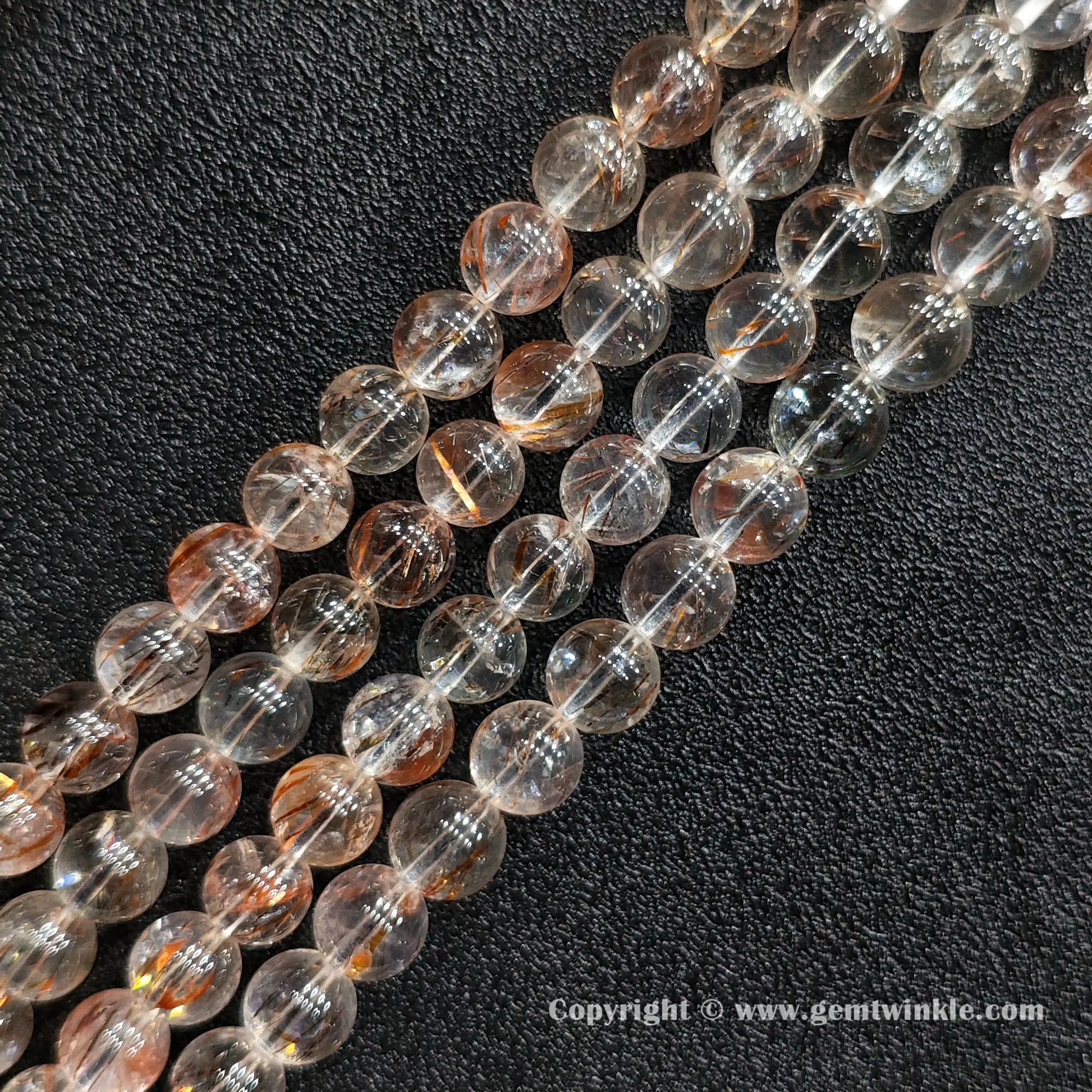 Four strands of natural B plus grade copper rutilated quartz beaded bracelet supplies in large round sizes from factory wholesale supplier