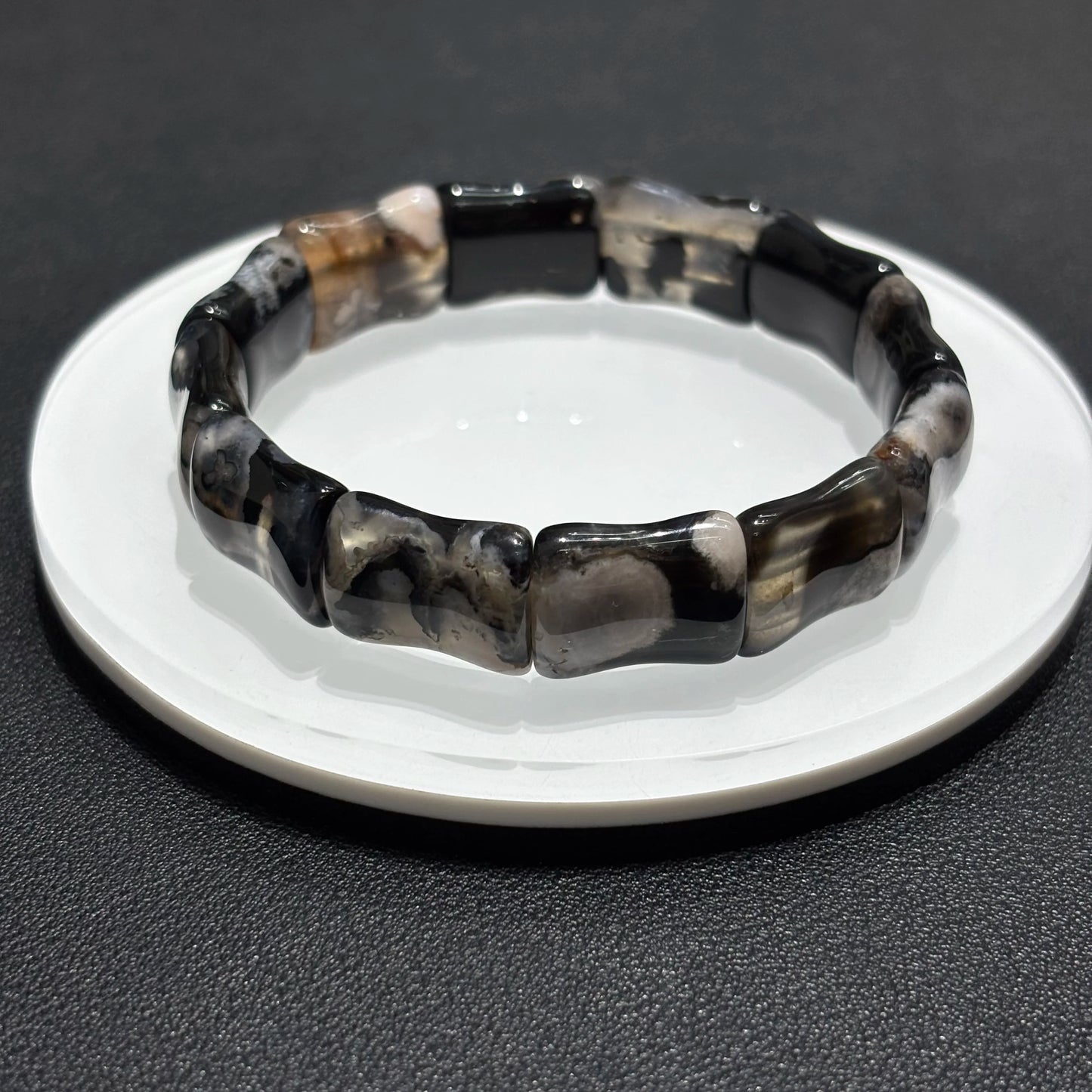 black-sakura-agate-bamboo-bracelets-set