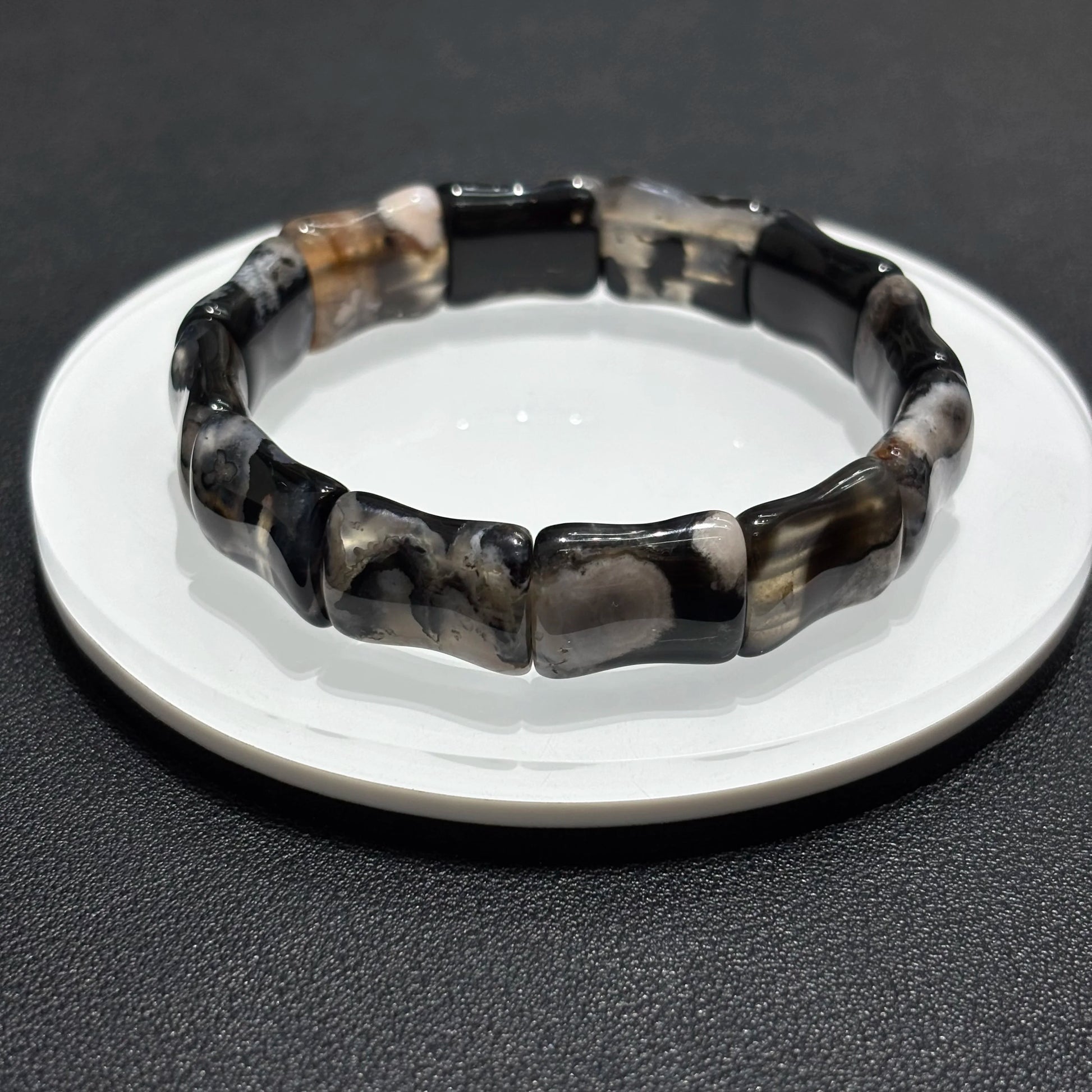 black-sakura-agate-bamboo-bracelets-set
