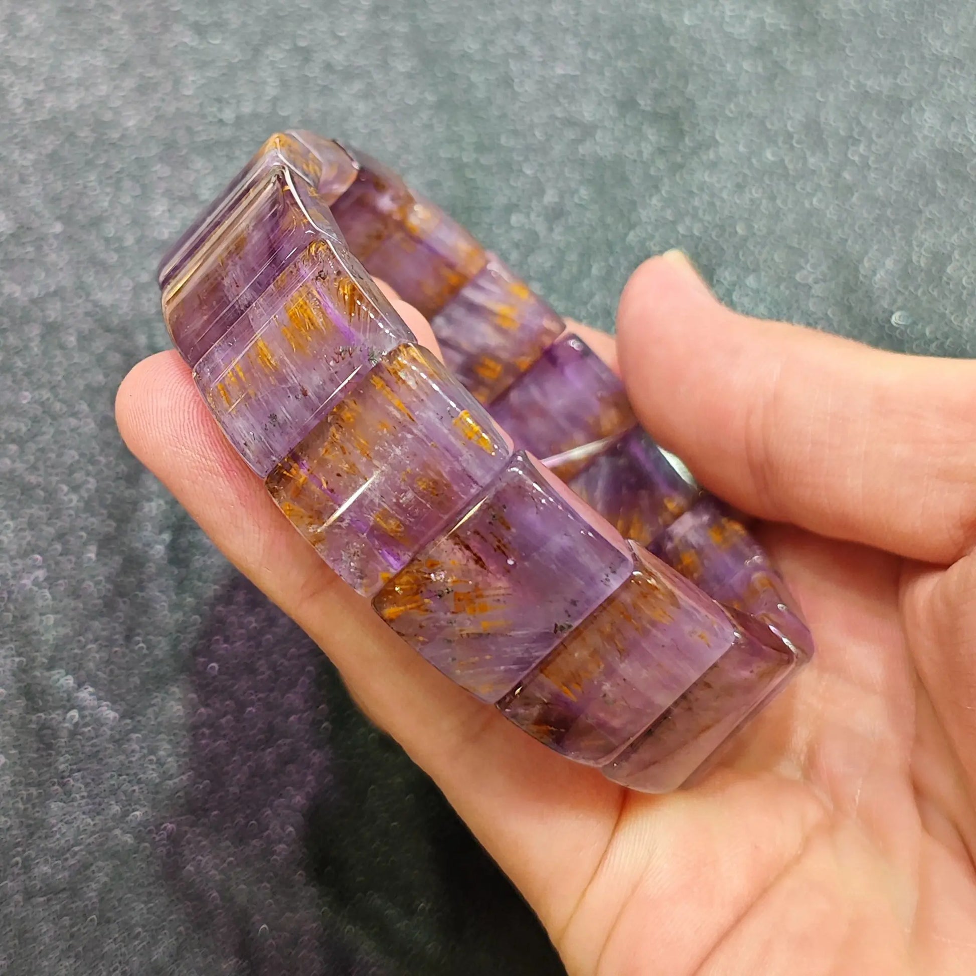 purple titanium quartz stretch bracelet 20mm