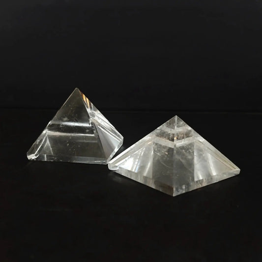 Two natural clear quartz pyramids showing internal ice cracks and cotton inclusions as shown in image_283580.jpg