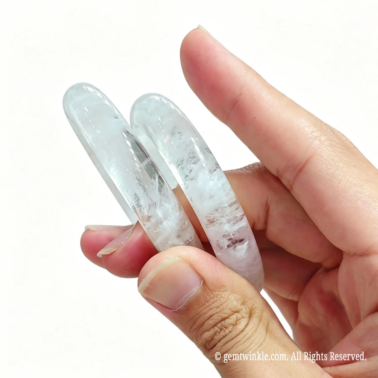 Clear lodolite crystal ring bangle showing transparent matrix and flexible price tier options