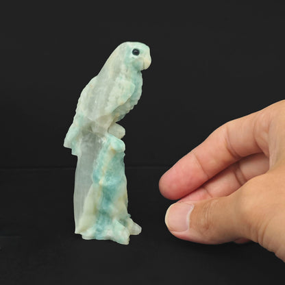 cyan-blue-stone-tropical-parrot-sculpture