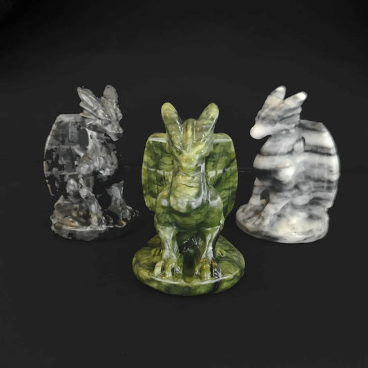 Natural stone dragon statue front view