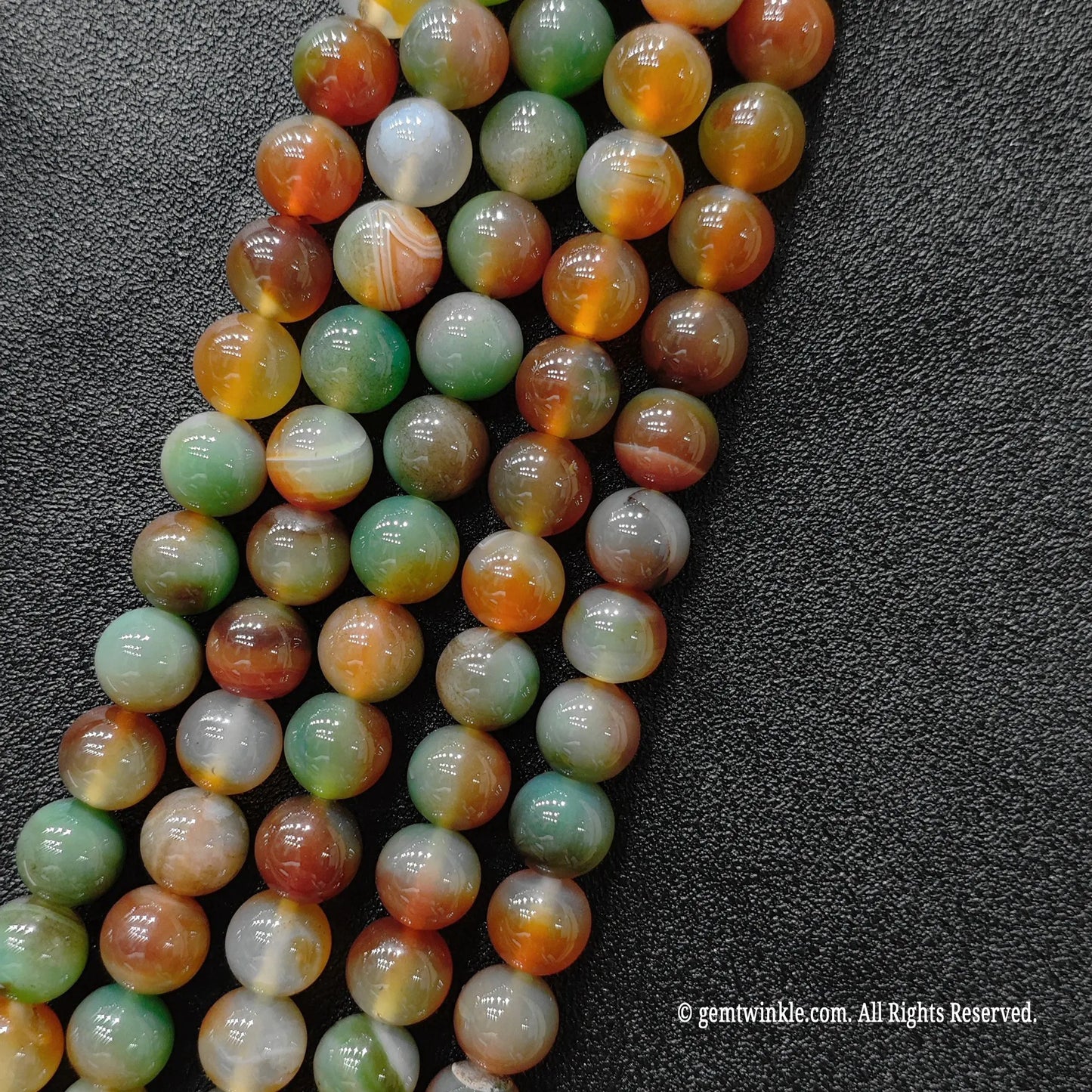 Full strand of colorful dyed Peacock Agate round beads for boho accessories