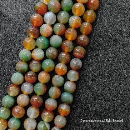 Full strand of colorful dyed Peacock Agate round beads for boho accessories