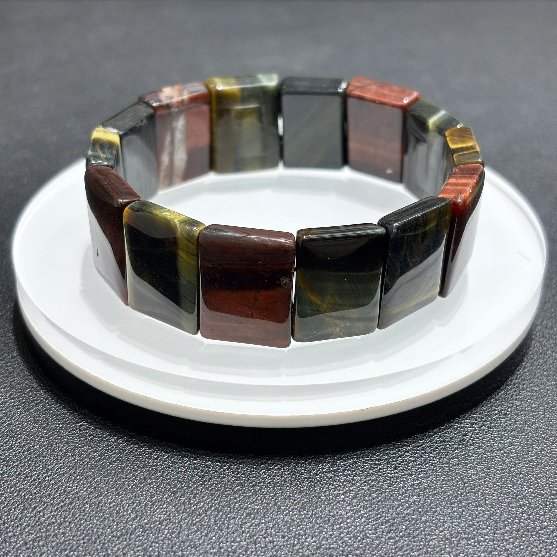 Elastic Stretch Multicolor Tiger Eye Bangle Bracelet, comfortable fit for daily wear