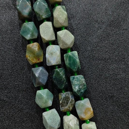 faceted barrel ocean jasper cylinder beads full strand display