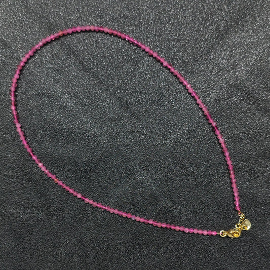 Natural faceted pink tourmaline necklace for small wholesale and boutique jewelry supply with 3mm beads