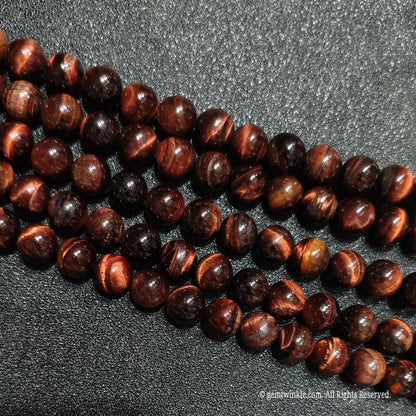 Chemical free thermal optimized red chatoyant quartz beads strands with visible mineral imperfections