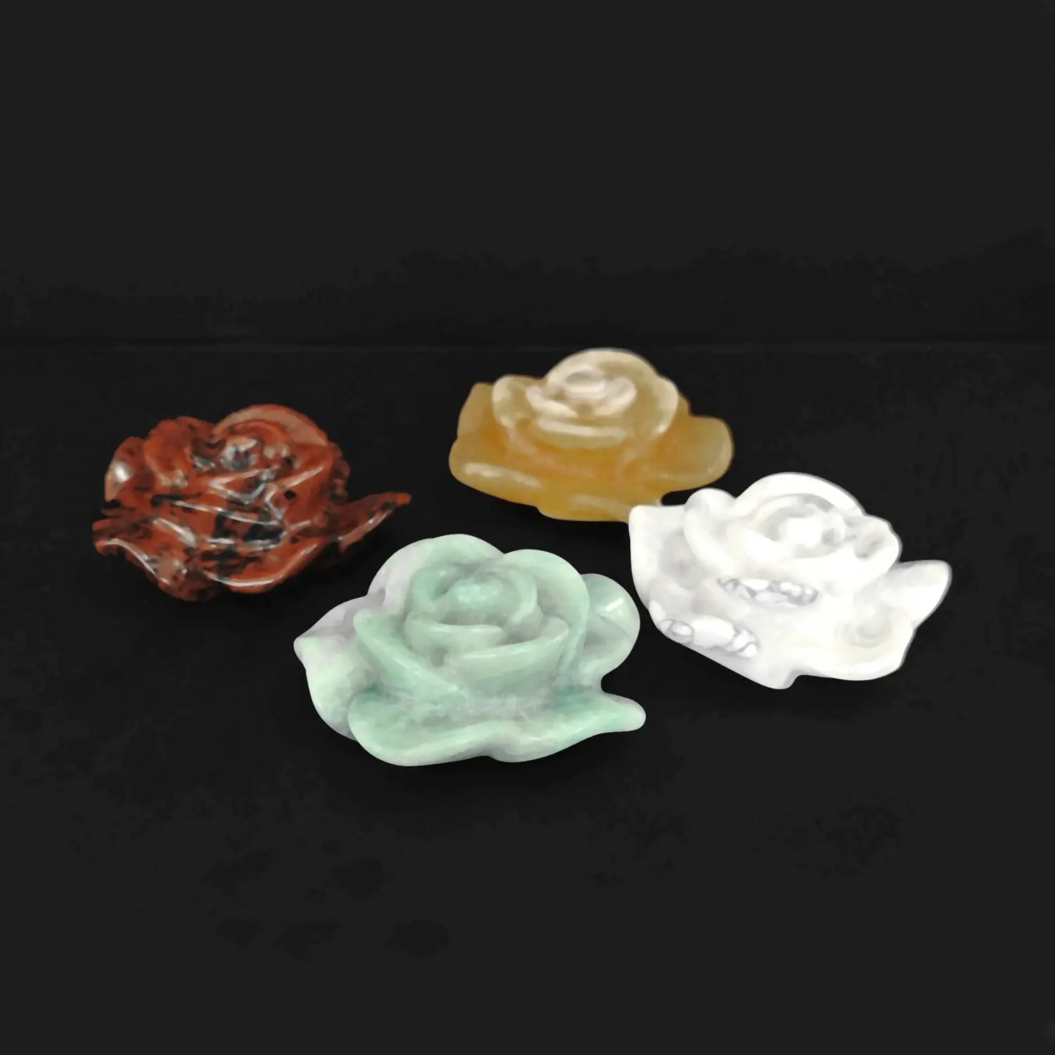 Wholesale 5cm natural gemstone rose flower figurines in green aventurine mahogany obsidian calcite and howlite