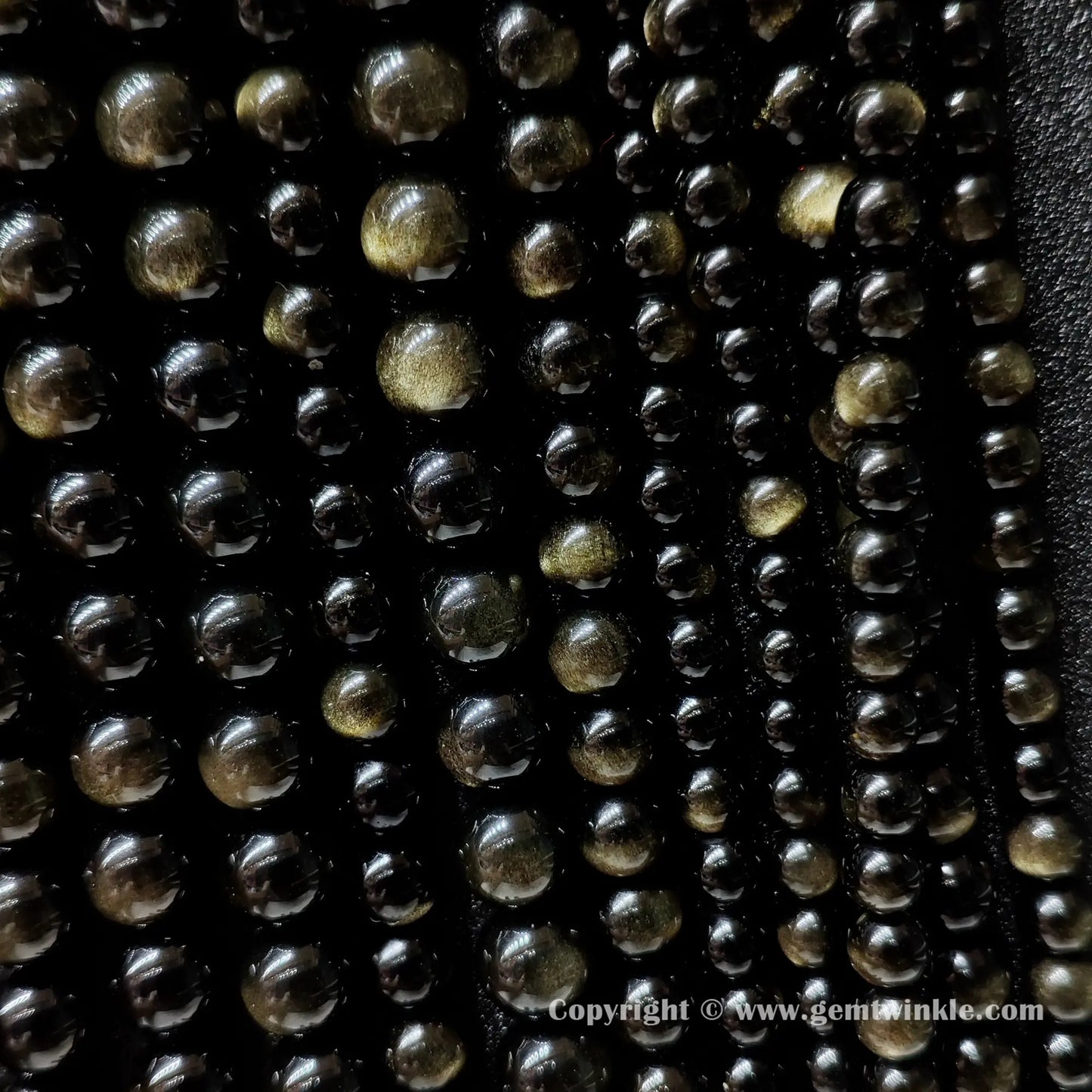 Grade A gold sheen obsidian round gemstone beads sized from 8mm to 18mm