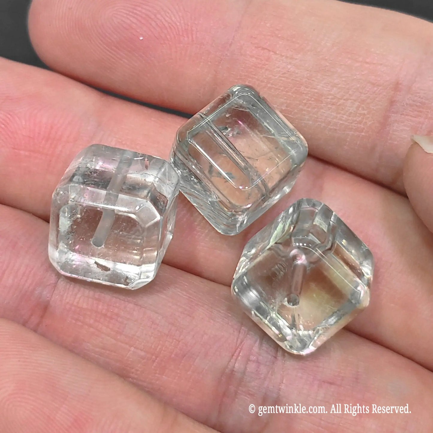 green amethyst sugar cube beads showcasing straight drilled center holes for jewelry making