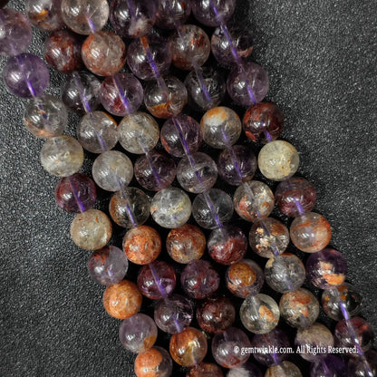 Heavy inclusion amethyst quartz round bead strands from our direct sourcing wholesale market inventory lots