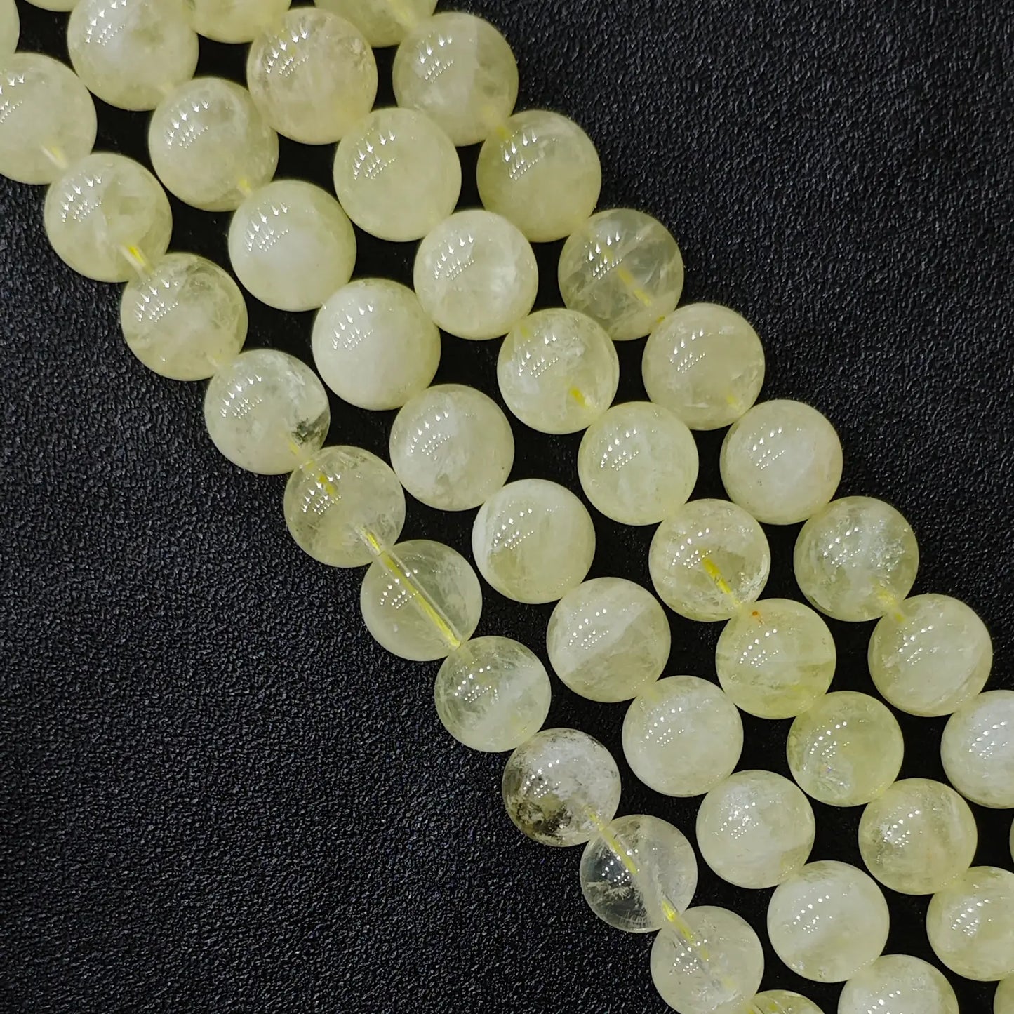 Natural lemon citrine quartz round loose beads with rich white cloudy cotton inclusions gems twinkle stock