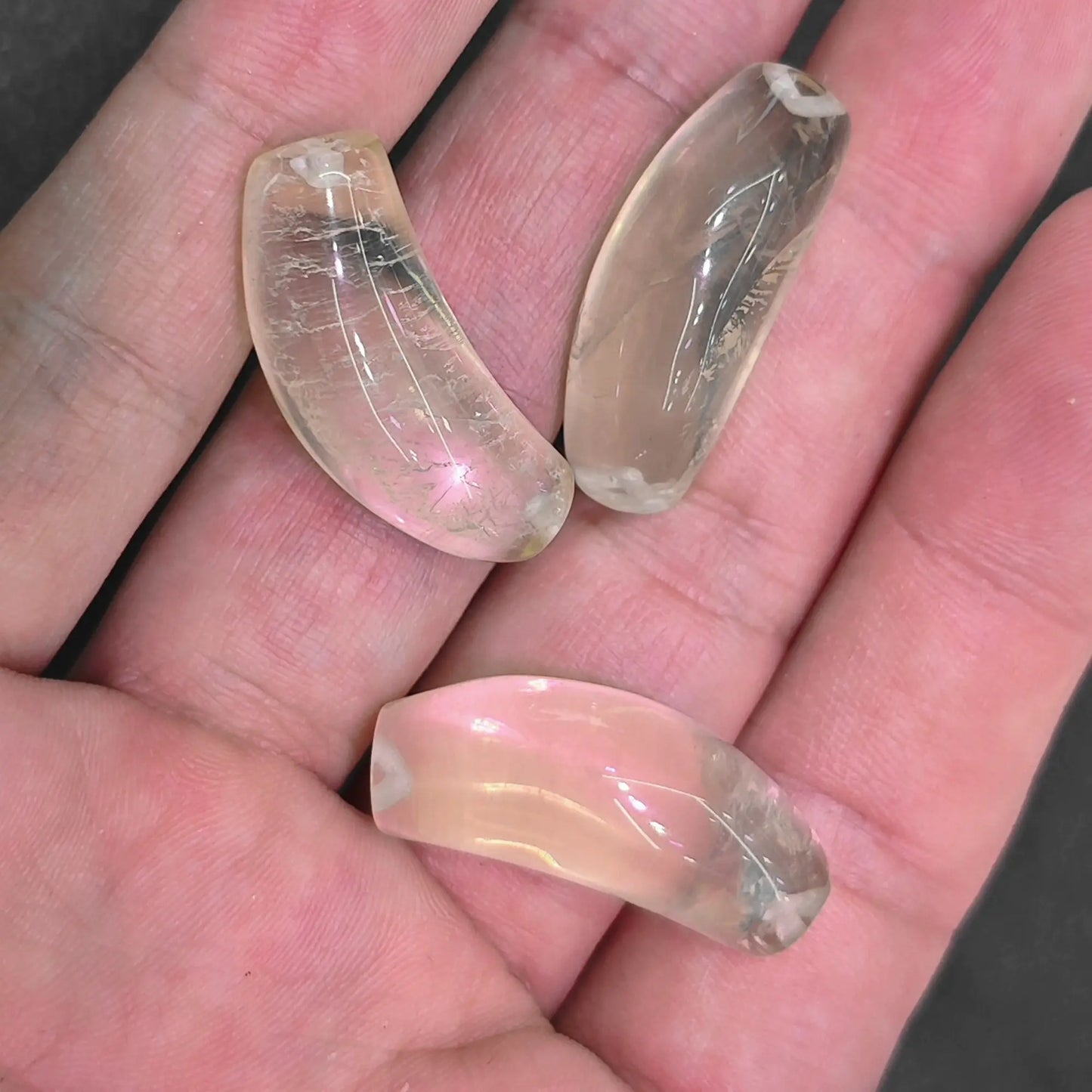 lemon citrine gemstone curved tube beads featuring bovine nose hole for seamless stringing