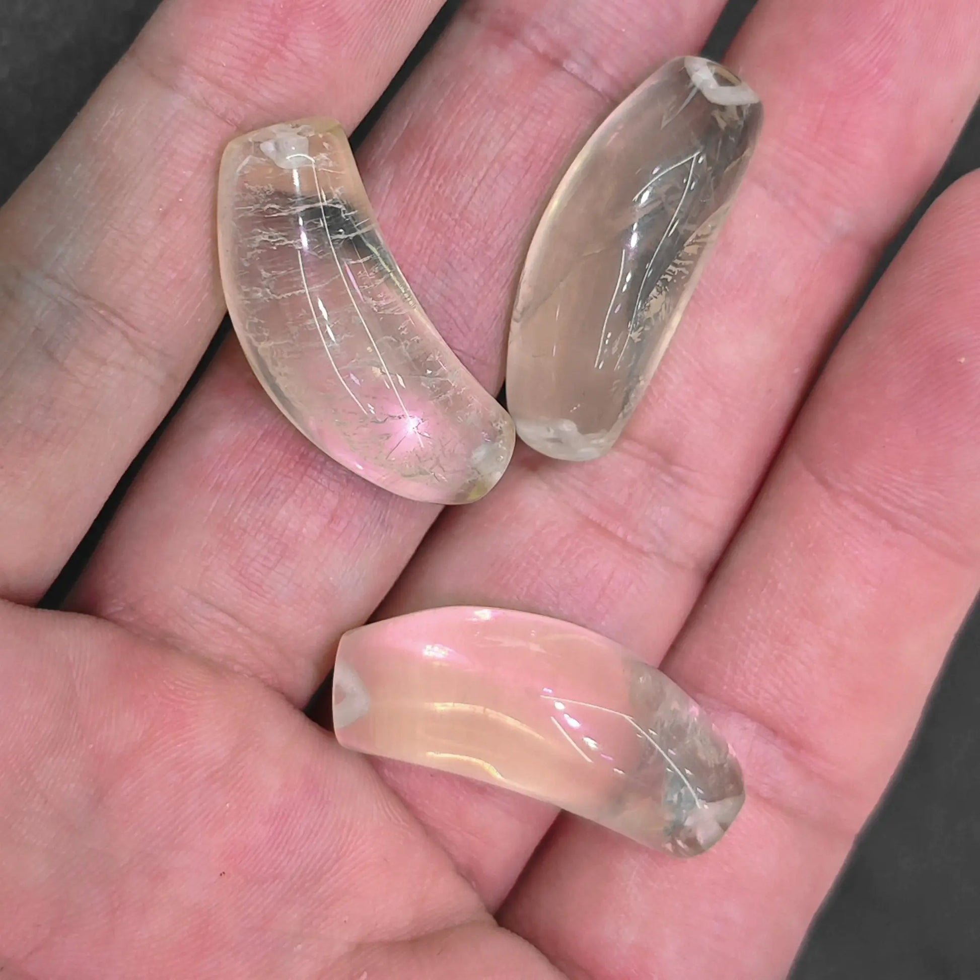 lemon citrine gemstone curved tube beads featuring bovine nose hole for seamless stringing