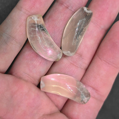 lemon citrine gemstone curved tube beads featuring bovine nose hole for seamless stringing