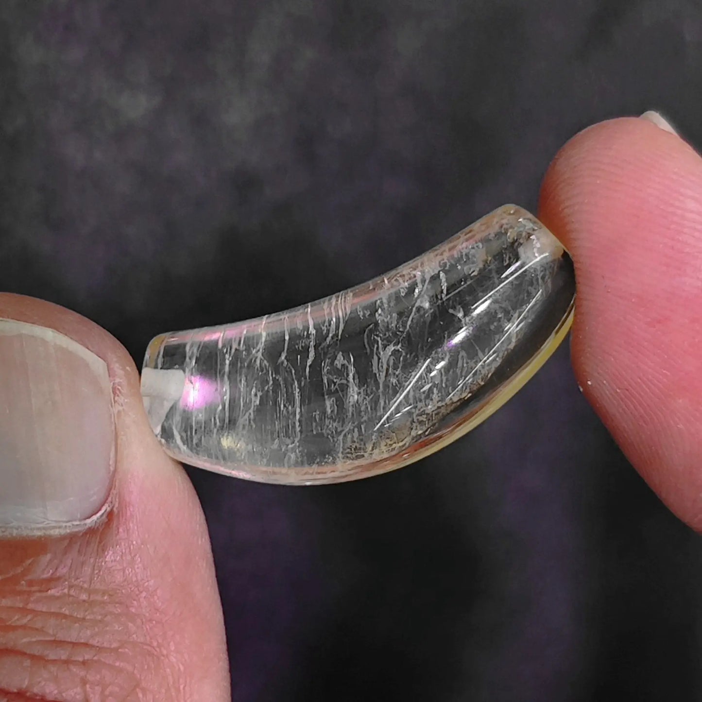 lemon citrine quartz curved tube nape drilled focal bead