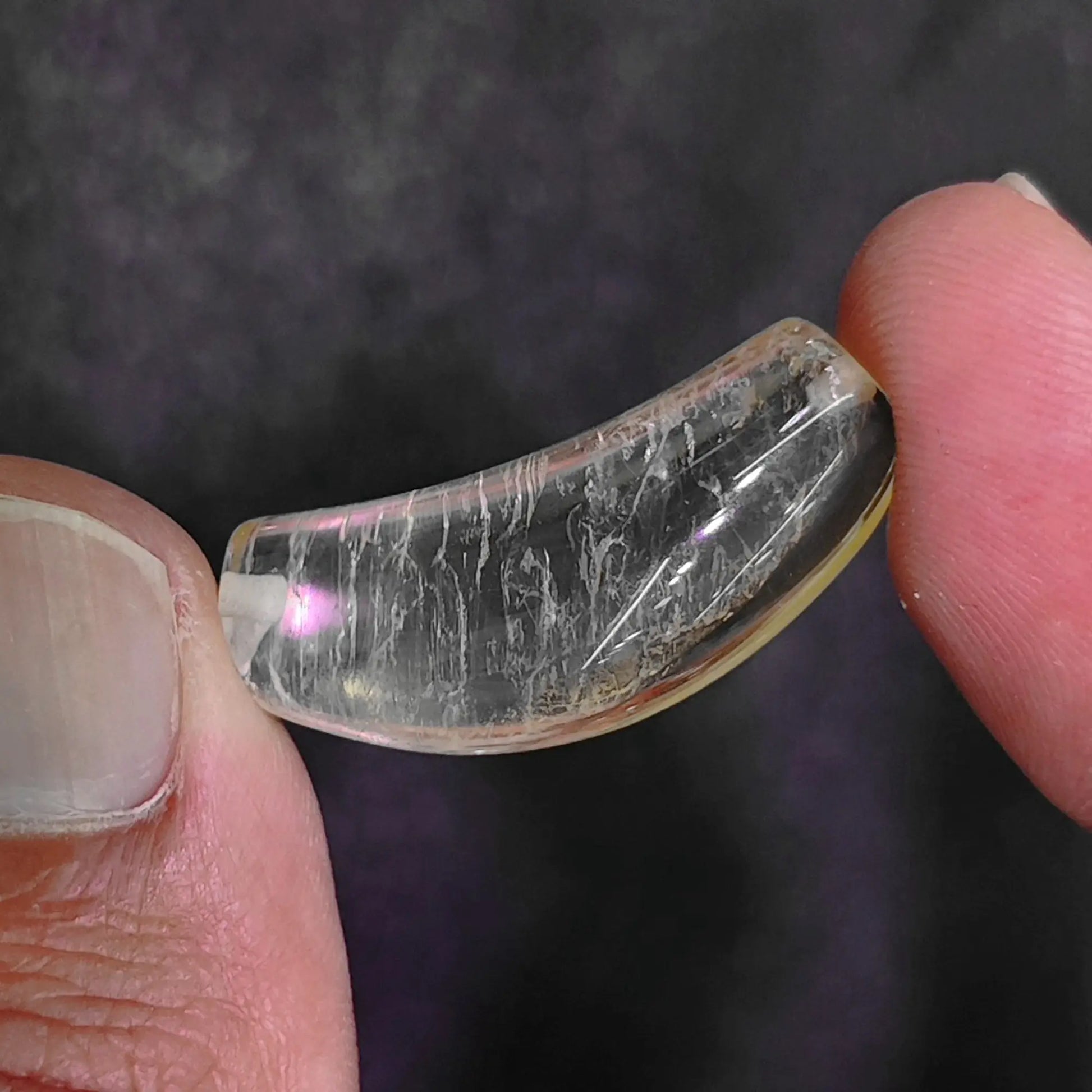 lemon citrine quartz curved tube nape drilled focal bead