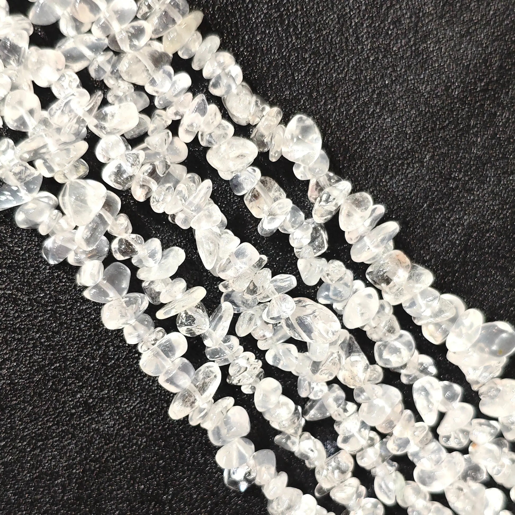 Milky snow quartz freeform chip beads with cloudy mist inclusions on 75cm long strand