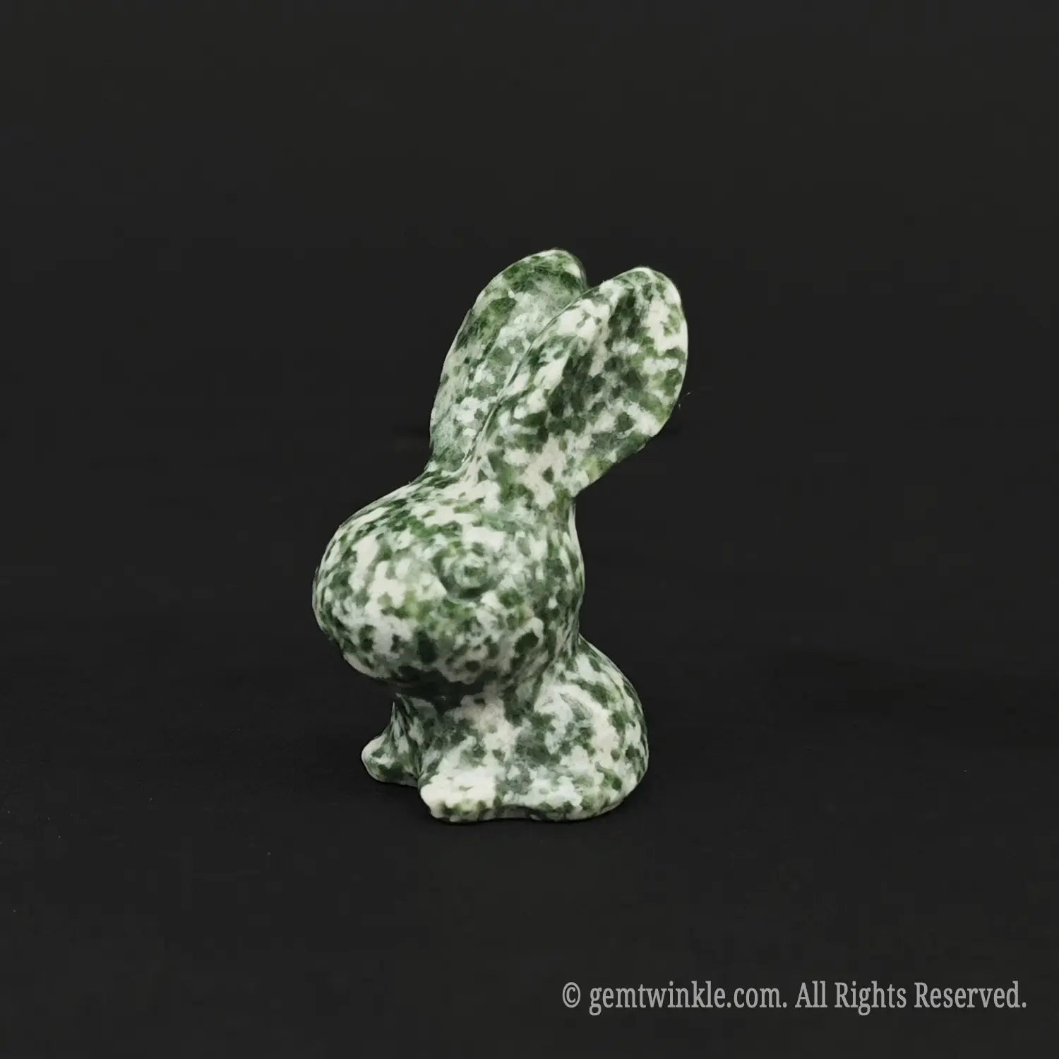 Miniature gemstone long eared bunny figurine with premium hand polished finish for plant terrarium decoration