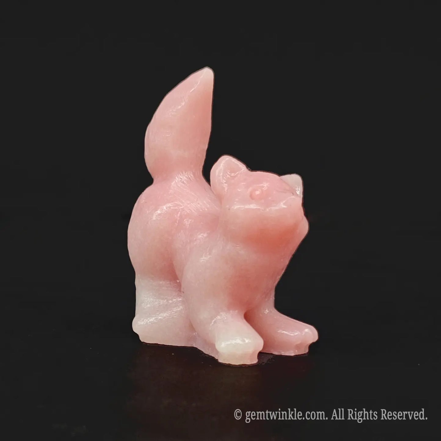 Miniature pink crystal canine figurine with smooth hand polished finish from direct Donghai supplier