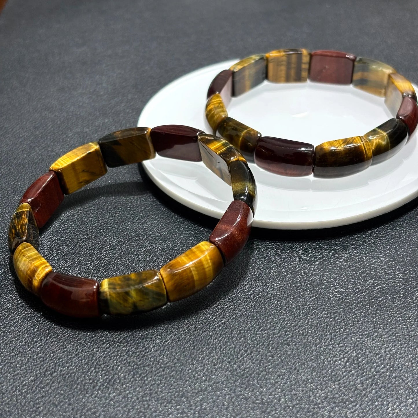 Additional view of Natural Multicolor Tiger Eye Bangle Bracelet, to be updated with more styling or detail shots.