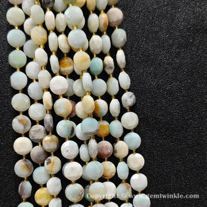 Full strand preview of multicolor amazonite hexagram flat disc beads