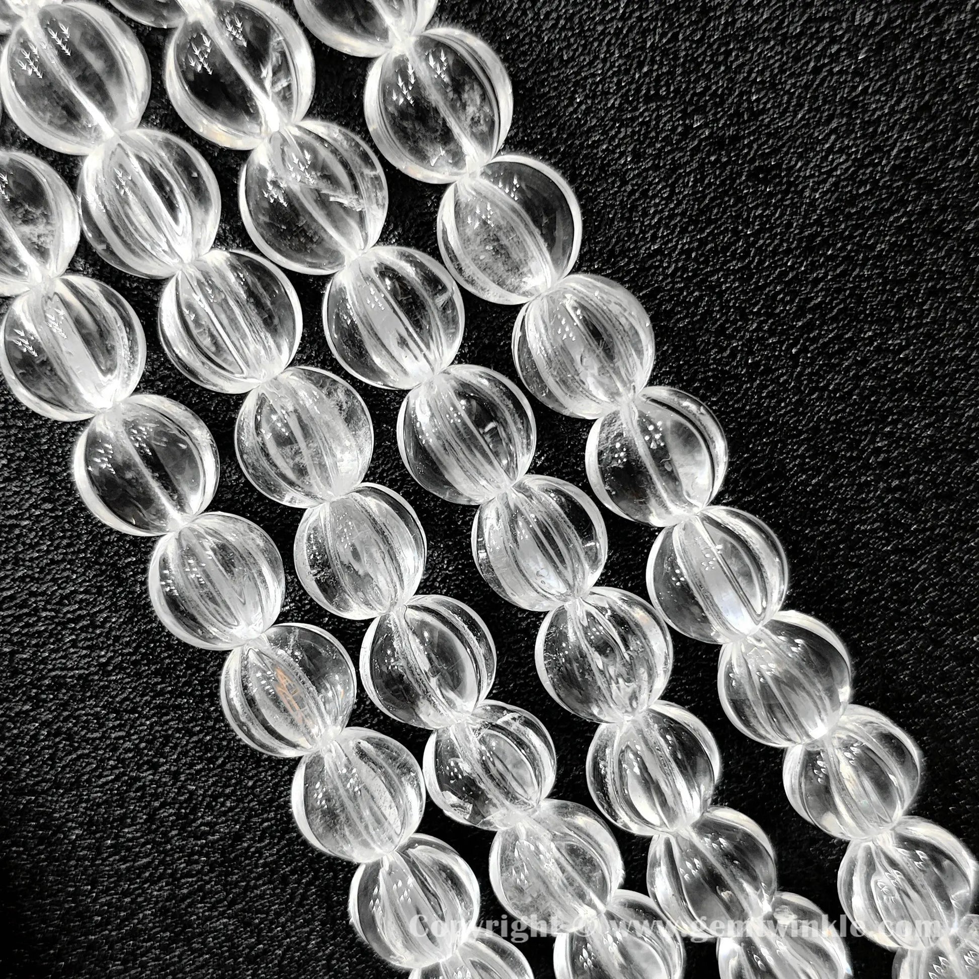 Multiple strands of natural clear quartz pumpkin beads in 8mm 10mm 12mm sizes