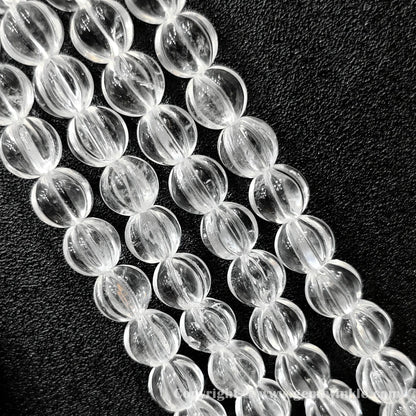 Multiple strands of natural clear quartz pumpkin beads in 8mm 10mm 12mm sizes