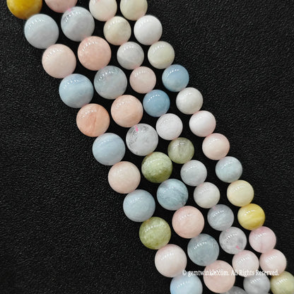 Parallel wholesale strands of natural mixed opaque beryl commercial morganite crystal beads featuring budget friendly B minus grade from image_cc95a3.jpg