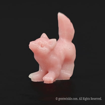 Natural pink opal puppy dog statue in 4cm size showing soft blush gemstone tones for pet boutique retail display