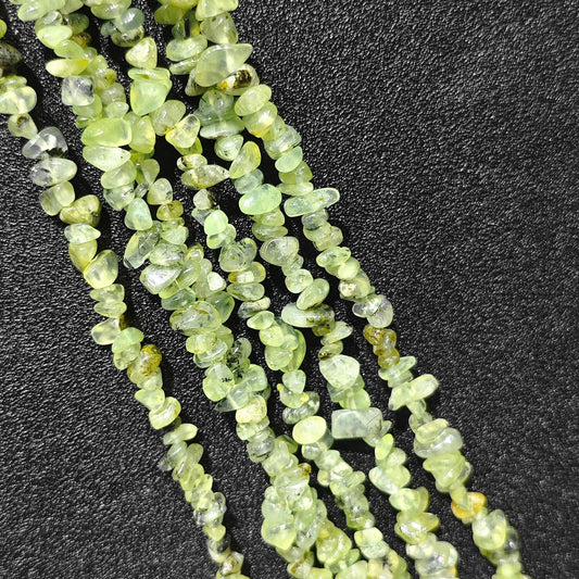 Natural translucent green prehnite freeform chip beads on 75cm extra long strand