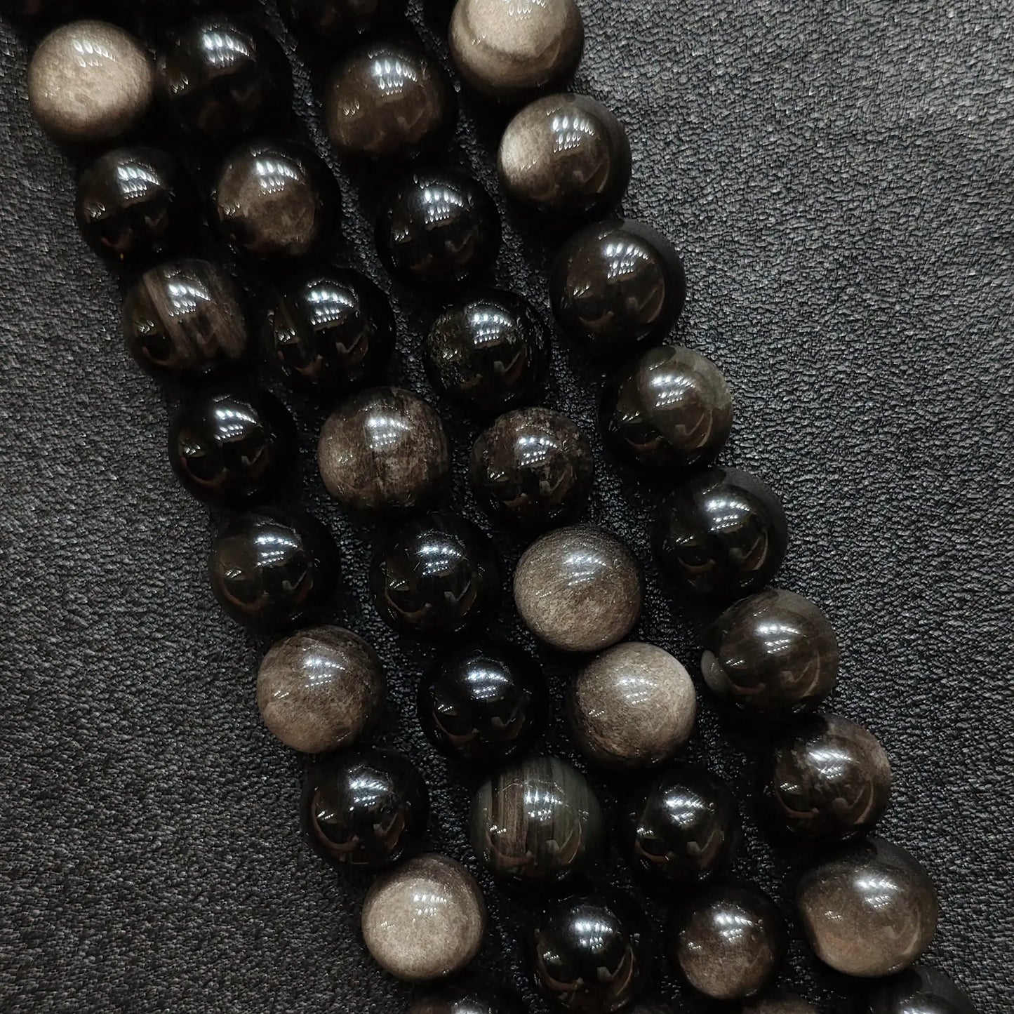 Natural silver sheen obsidian crystal beads from micro 2mm spacer sizes up to 20mm statement options
