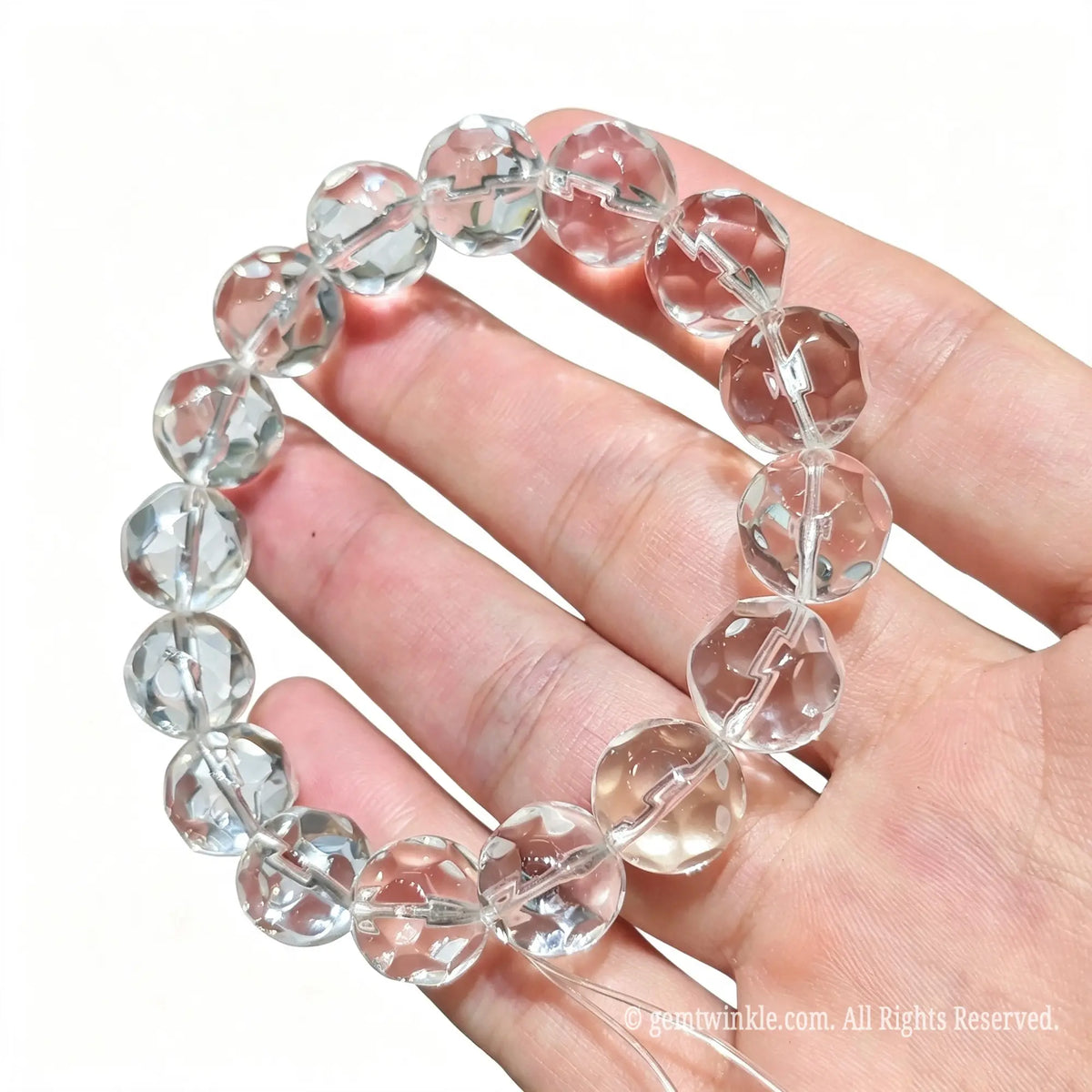 pineapple cut clear quartz beaded bracelet single strand