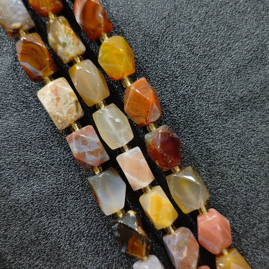 natural ocean agate faceted barrel beads full strand overview