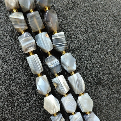 natural persian striped agate faceted barrel beads full strand overview