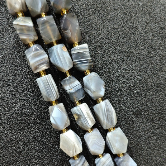 natural persian striped agate faceted barrel beads full strand overview