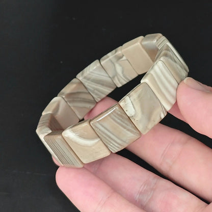 Smooth Polished Polish Striped Flint Gemstone Bangle Plate