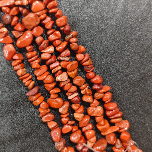 Multiple strands of natural red jasper 5-10mm irregular red stone chip beads for jewelry crafting[cite: 10]