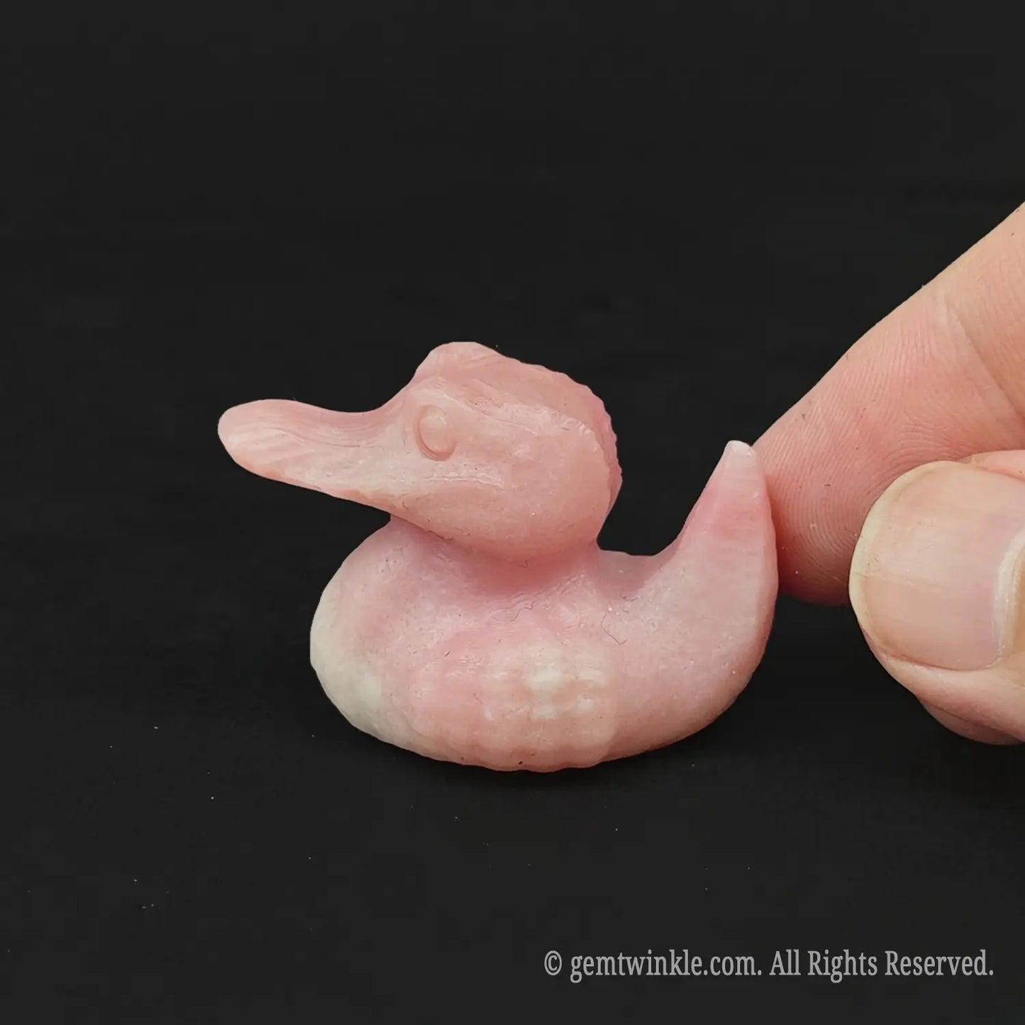 Gentle Pink Opal kawaii desk pet crocodile sculpture showing soft blush gemstone tones for metaphysical retail display