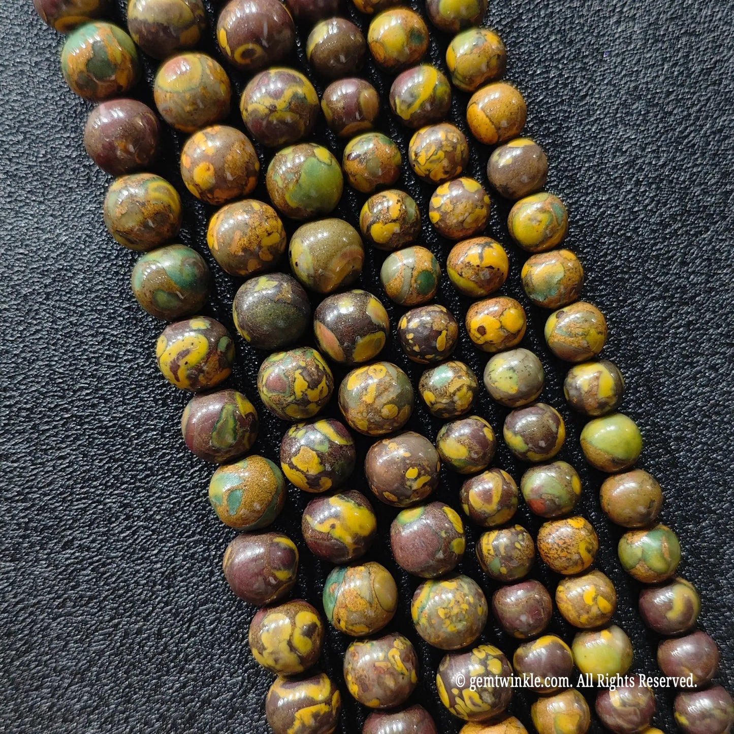 standard grade multi color nuwa jasper stone polished round strands showcasing authentic earthy mineral matrix textures