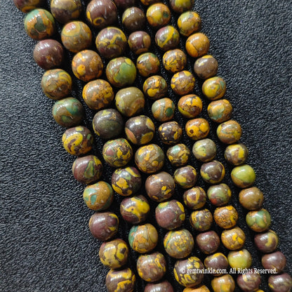 standard grade multi color nuwa jasper stone polished round strands showcasing authentic earthy mineral matrix textures