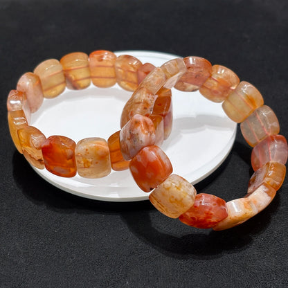 Red Flower Agate Bracelet Black Background
