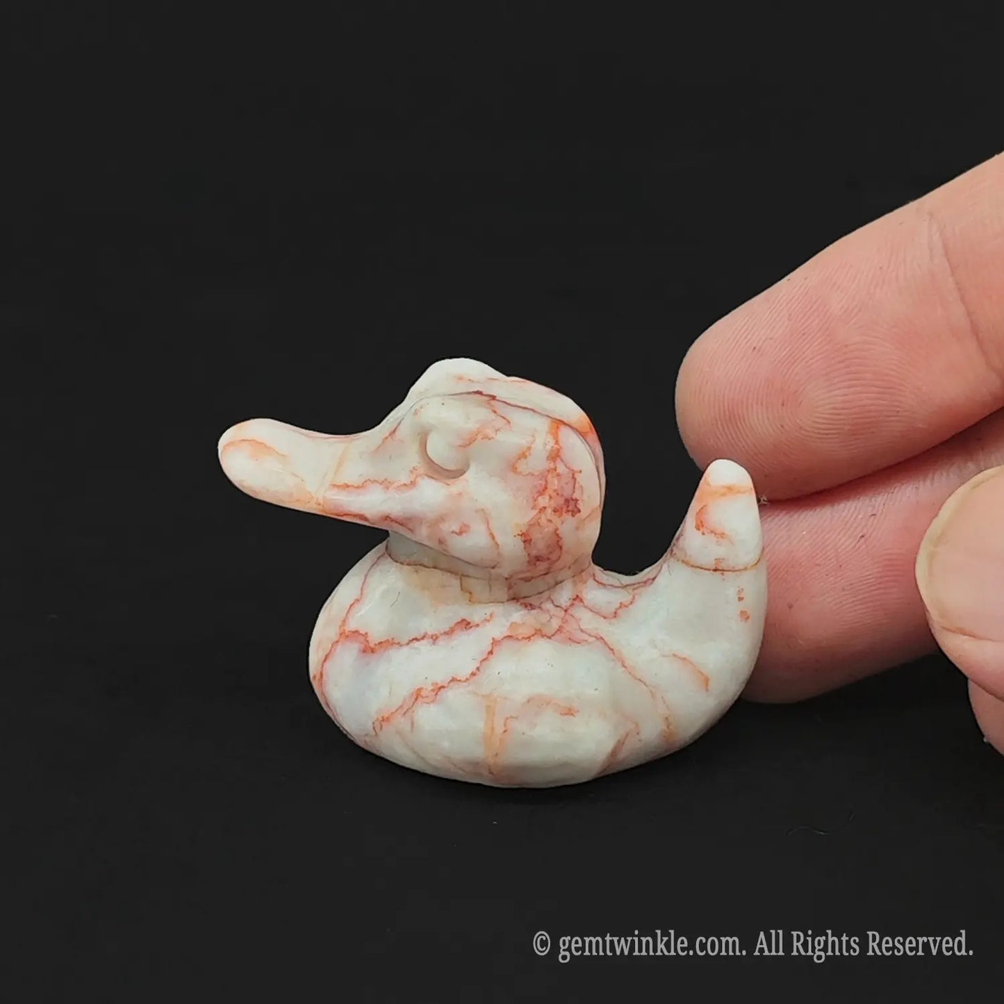 Vivid Red Vein Jasper alligator mini figurine in 4cm size showing red and cream patterns for plant terrarium decoration